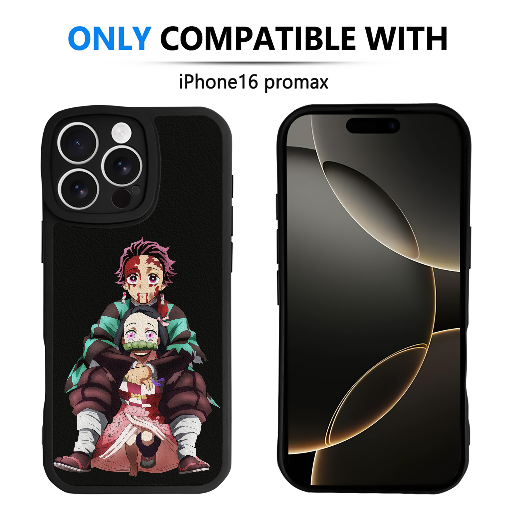 （画像用） 鬼滅の刃（きめつのやいば）竈門 禰󠄀豆子／かまど ねずこ Kamado Nezuko 【iPhone 16シリーズ対応】シリコンスマホケース（レザー調） 材質：シリコン